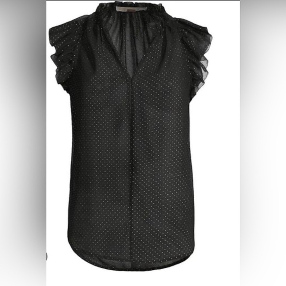 🌹NWT:MICHAEL Michael Kors Dewdrop Chiffon Ruffle Top - Picture 4 of 10
